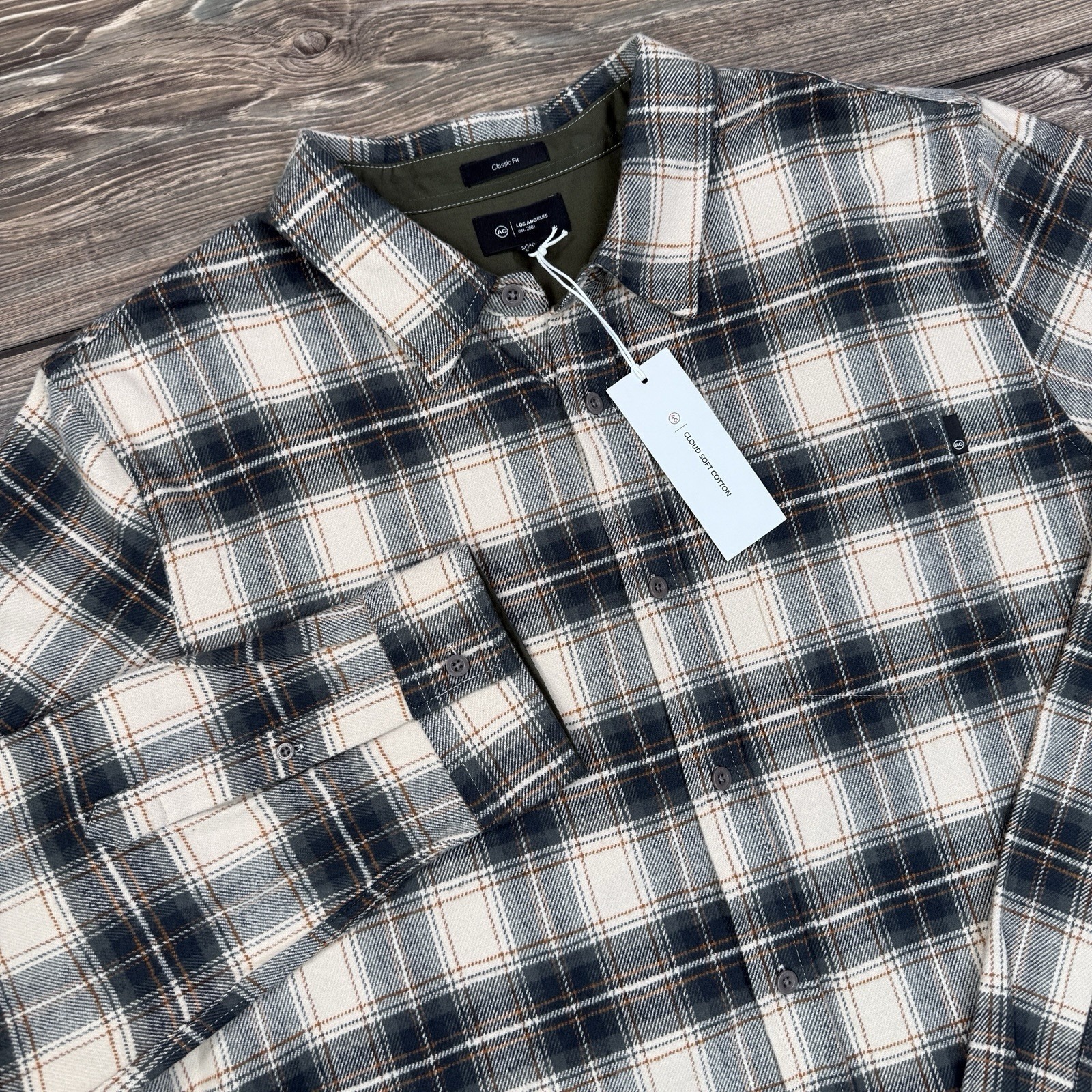 Ag Adriano Goldschmied Men's Size Xxl Plaid Cloud Soft Flannel Aiden Shirt New